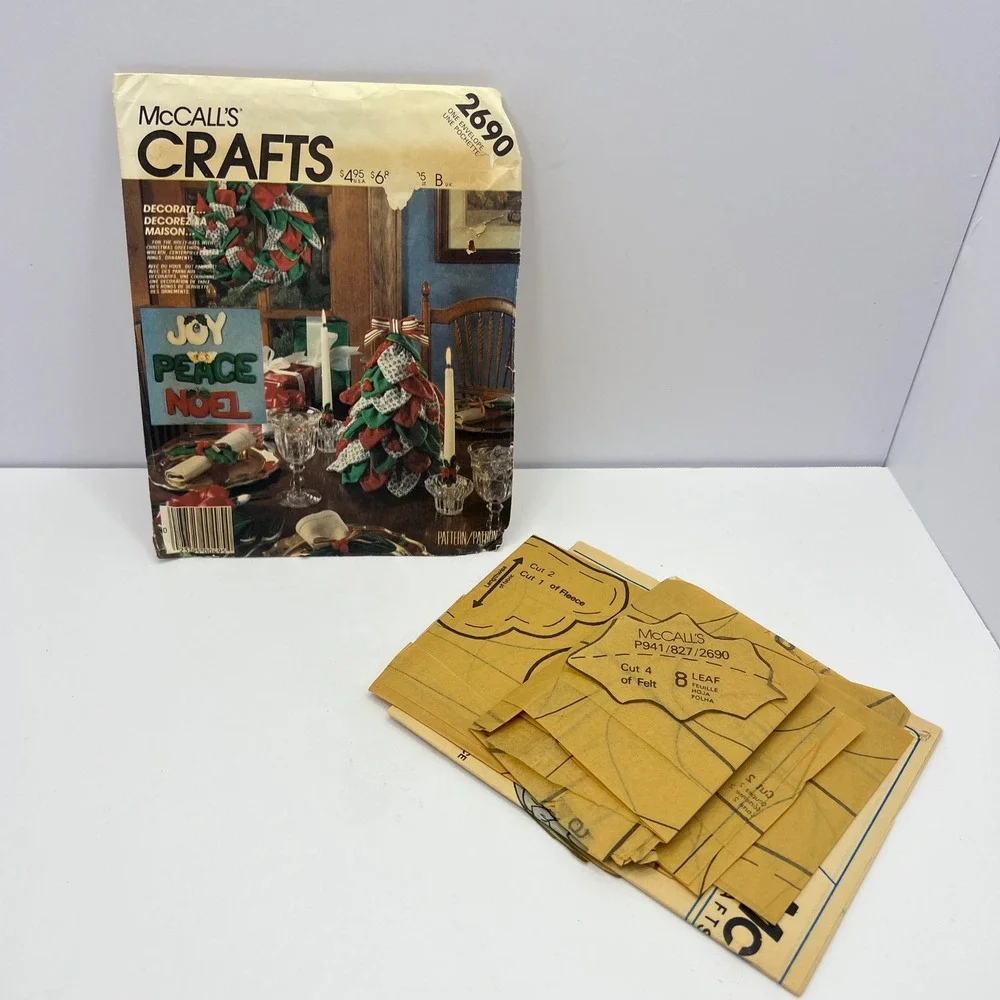 Vintage McCalls Christmas Sewing Pattern 2690 Tabletop Tree Puffy Letters Decor